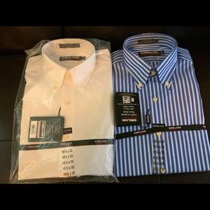 Brand new, never worn, long sleeved dress shirts.